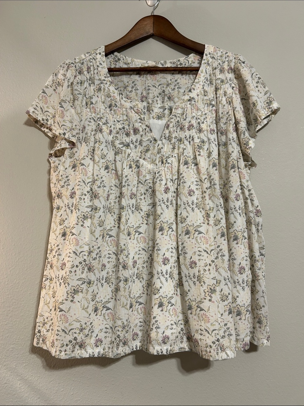 100% Cotton Lucky Brand Floral Boho Cottagecore Blouse – XL